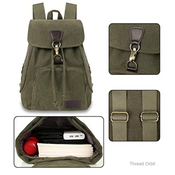 Canvas Daypack Backpack with 5 Pockets, 20L Capacity, Adjustable Straps main image 4
